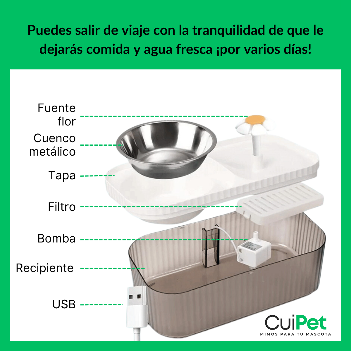 ALIMENTADOR Y BEBEDERO ACTIVO. ¡IDEAL PARA GATOS, CACHORROS Y PERROS MEDIANOS!