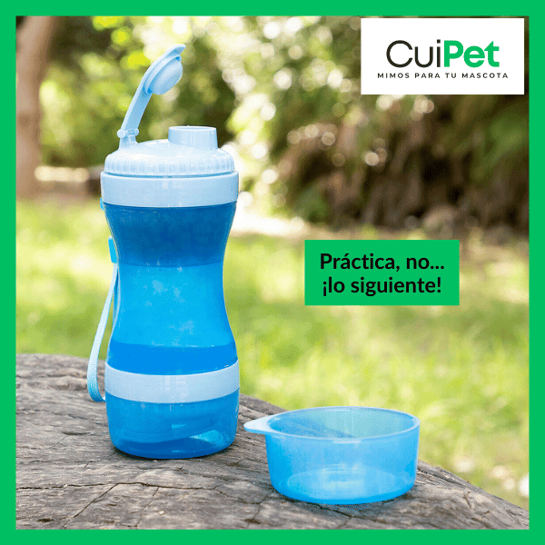 BOTELLA DE AGUA CON DEPÓSITO DE COMIDA. ¡IDEAL PARA PASEOS LARGOS O EXCURSIONES JUNTOS!