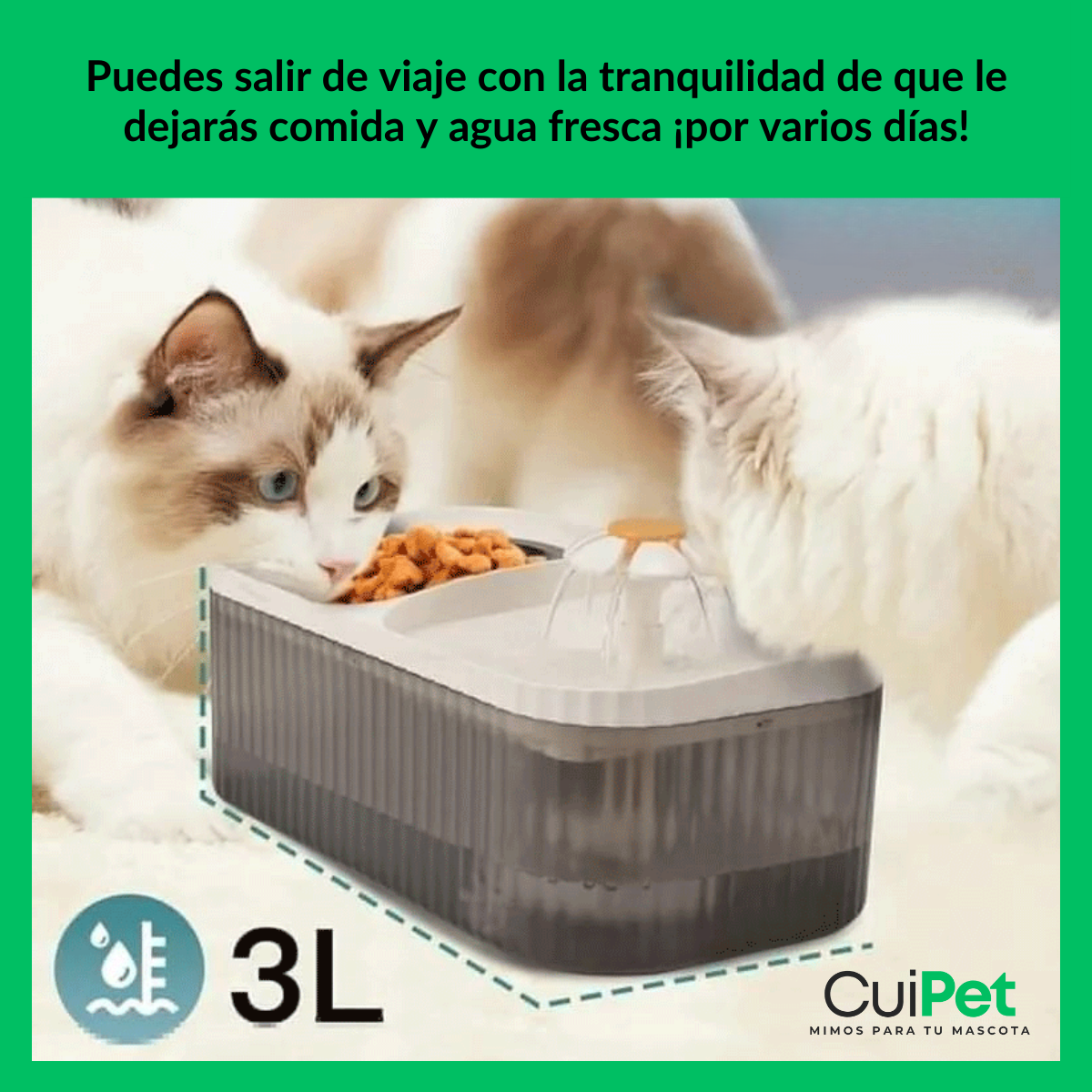 ALIMENTADOR Y BEBEDERO ACTIVO. ¡IDEAL PARA GATOS, CACHORROS Y PERROS MEDIANOS!