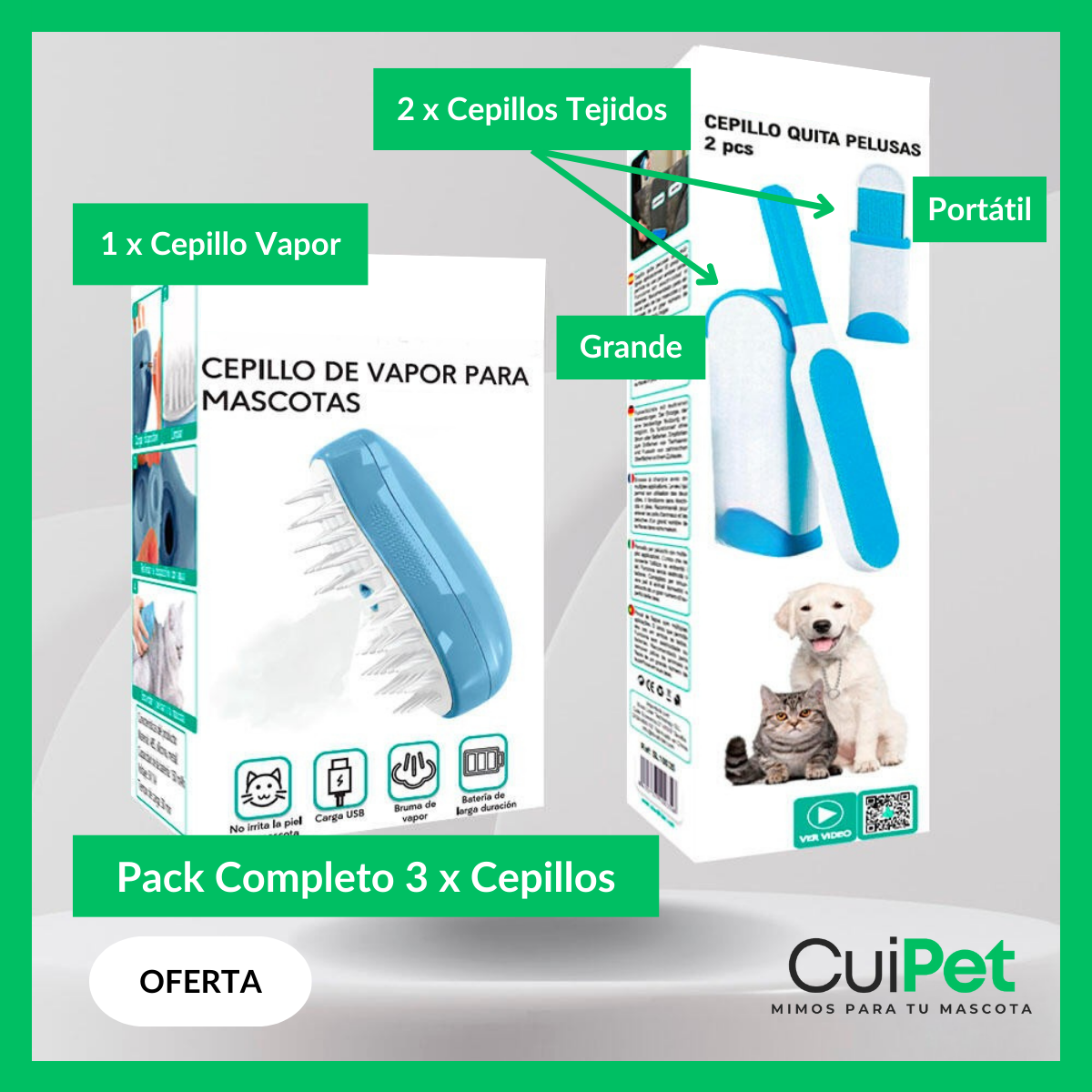 PACK 3 CEPILLOS. ¡ADIÓS A LOS PELOS POR TODA LA CASA Y LA ROPA!